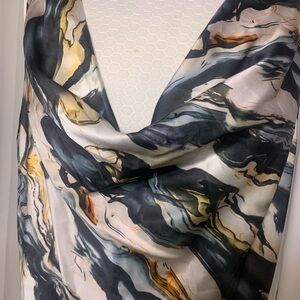 SHEIN Marble Print Tank Top - Blue, White, Gold